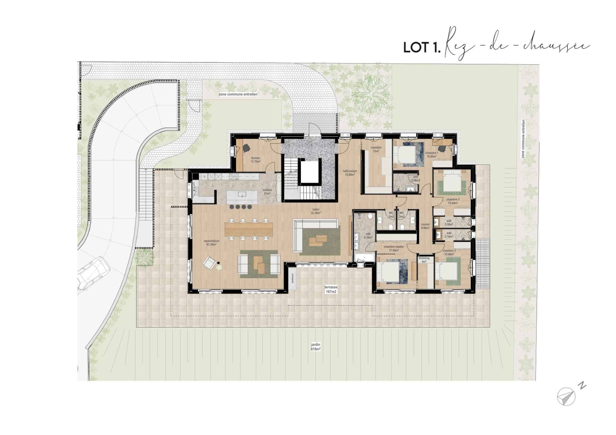 Lot 1 -  Appartement avec jardin à 2 pas du lac 